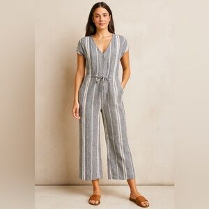 Anthropologie Cloth and Stone
Blue Striped Linen Jumpsuit